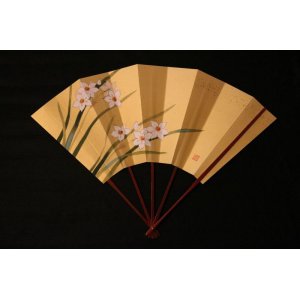 画像: 手描き 水仙図　（ごま竹扇子立・桐箱入）